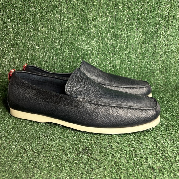 Bally Carbo Pebbled Leather Web Heel Tab Moccasin Loafers Navy Mens Size 11.5 main image 5